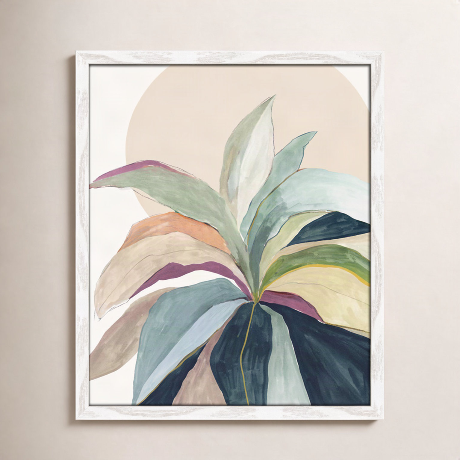 Sunny Bright Leaves II Print by Asia Jensen, 19" H x 16" W x 0.75" D, White Slim Unmatted Picture Framed
