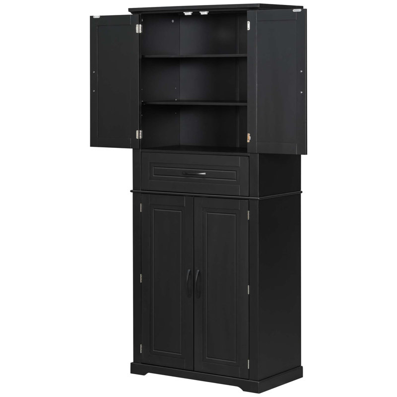 Armoire de rangement multifonctionnelle pour salle de bain avec tablette réglable et tiroir coulissant