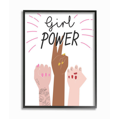 «Girl Power», reproduction de motif avec poing levé à la main par Angela Nickeas