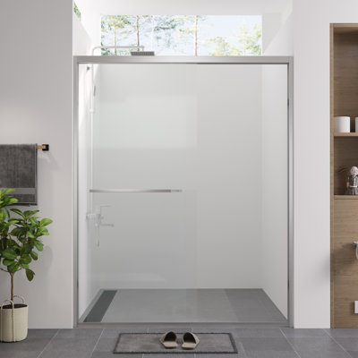 - Finished 56 60" Adjustable Width Double Sliding Shower Enclosure With 1/4" (6mm) Tempered Glass, And Rust For Bathroom Clear Glass Door Hardware,