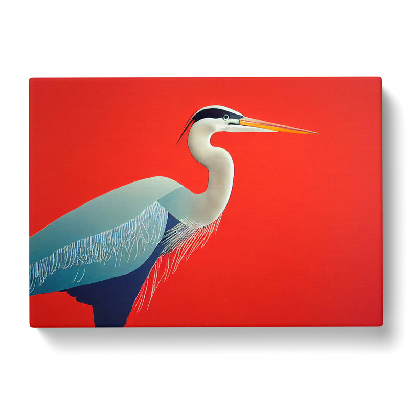 A Lively Heron Bird - Wrapped Canvas, 50cm H x 76cm W x 3cm D