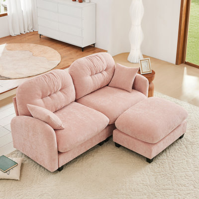 Canapé modulaire en L avec repose-pieds Cloud, tissu doux, dossier capitonné, mousse haute densité pour les chambres à coucher, les salons et les coins lecture