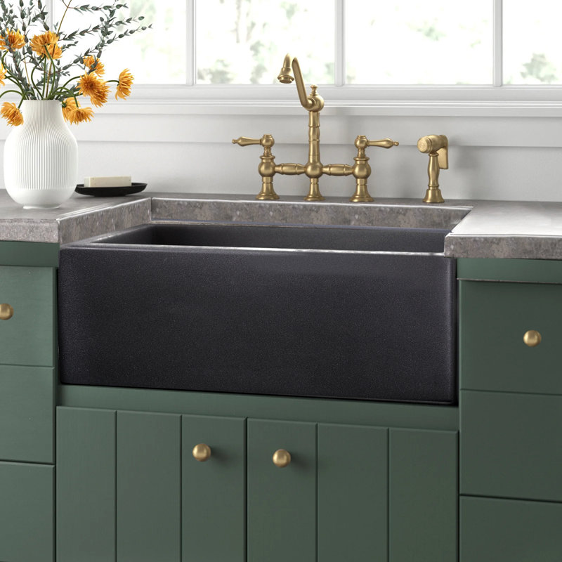 Reinart 30'' L Single Basin Kitchen Sink, Black
