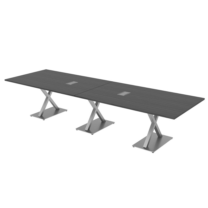 Table de conférence rectangulaire avec base en X en métal | Unité électrique, Nuit asiatique, Argent argent