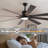 72" Walnut Led Ceiling Fan Light With 8 Wooden Blades, Remote Control, Adjustable Color Temperature For Living Room, Bedroom, Or Dining Room