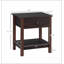 Table de bout avec tiroir, table d'appoint avec plateau supérieur et tablette inférieure pour petits espaces, foncé