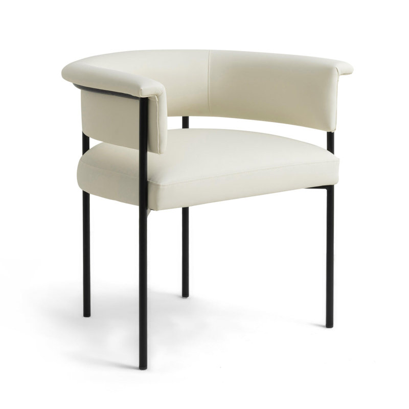 Chaise en cuir crème Isabella Performance, Crème, crème