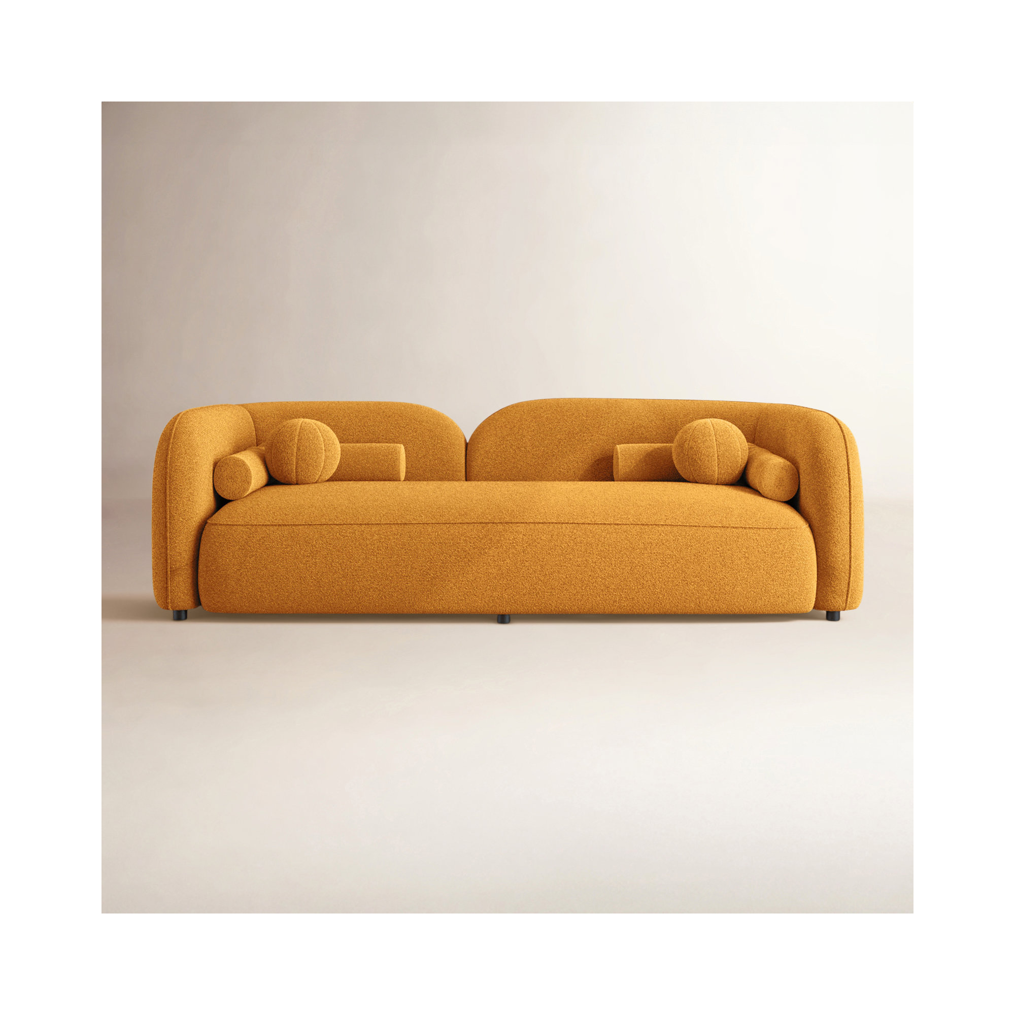 Katrien 93'' Upholstered Sofa, Dark Yellow Boucle