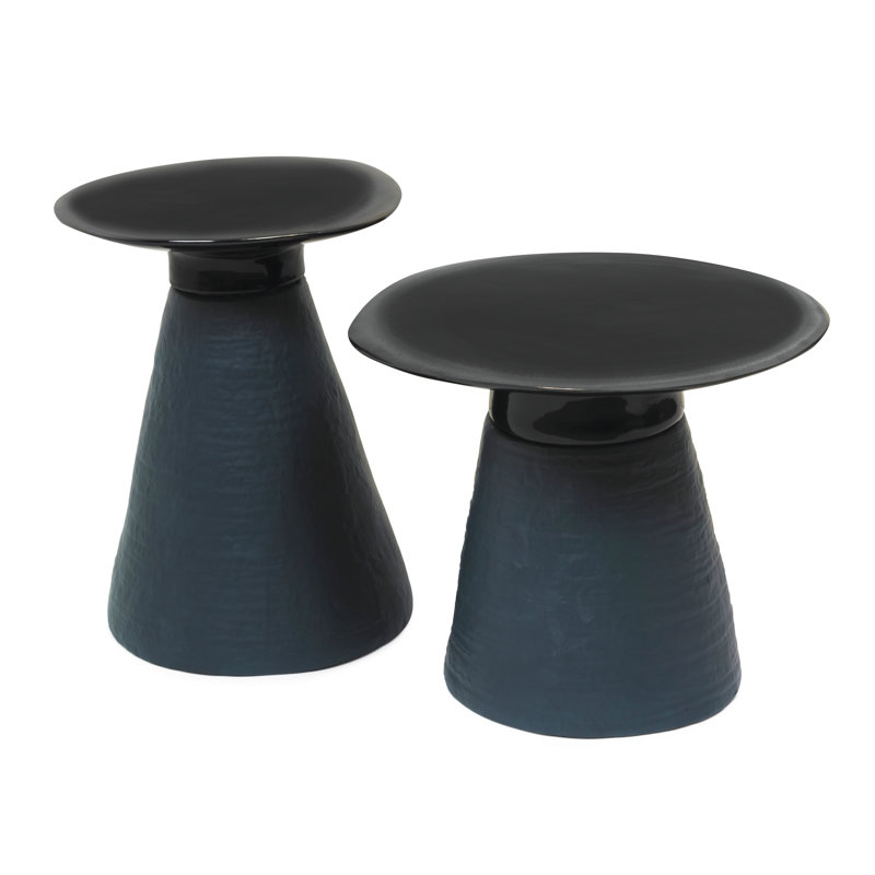 Conc End Table, Blue, 18" H x 14.25" W × 14.25" D