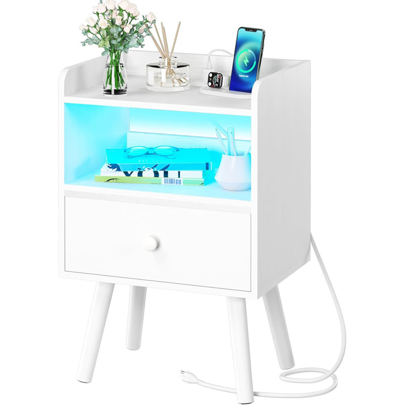 Khrystin 15.7'' W Solid Wood Nightstand, White