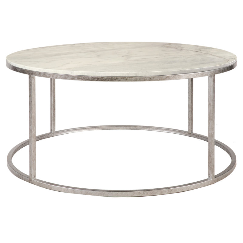 Paris Frame 1 Coffee Table, Carrera Marble, Royal Silver
