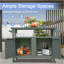 Armoire de rangement pour barbecue avec roulettes, table de barbecue en métal pour l'extérieur-128815550