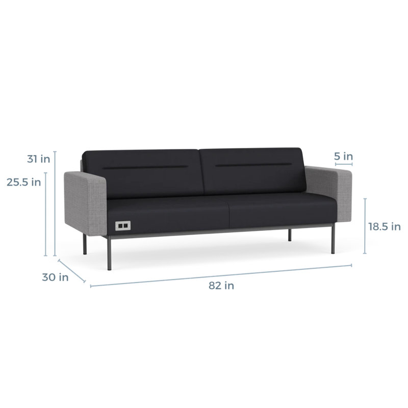 Canapé de réception Darsey, Avec alimentation, Noir Patriot Plus; gris chambray, Gris anthracite