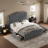 Larimore 3 Piece Bedroom Sets,Upholstered Bed With 4 Drawers& 2 Slanted Nightstand