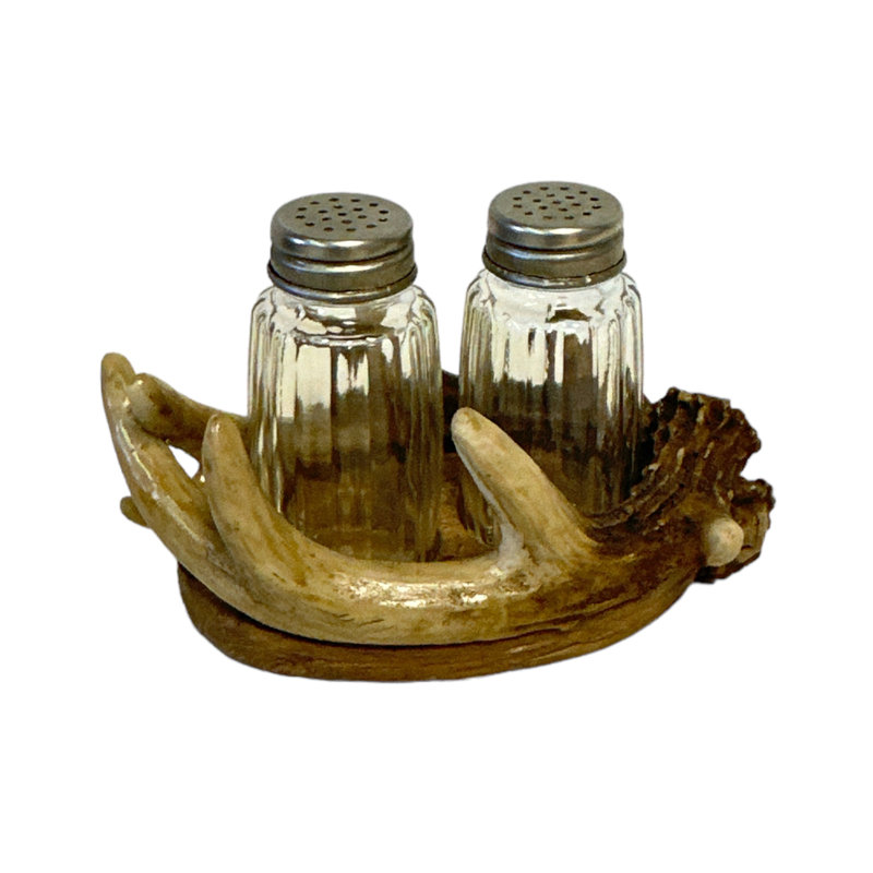 Ensemble de porte-shaker en polyrésine et bois de cerf entrelacé forêt et forêt