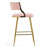 (Set Of 2) 26'' Counter Height Bar Stools Corduroy Kitchen Island Counter Bar Stool With Back,Golden Chromed Base And Footrest (Pink)-2138448890-2138448893