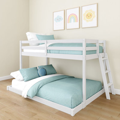 Twin Over Full Low Bunk Bed with Ladder
