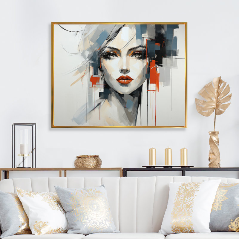 Valentino Fashion Portrait I, Cadre flottant doré, H 12 po x l 20 po x P 1 po