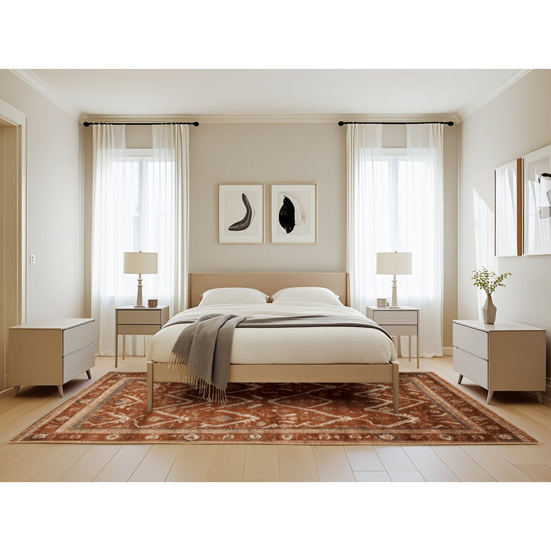 Tapis brun lavable à la machine, Rectangle de 5 pi x 8 pi
