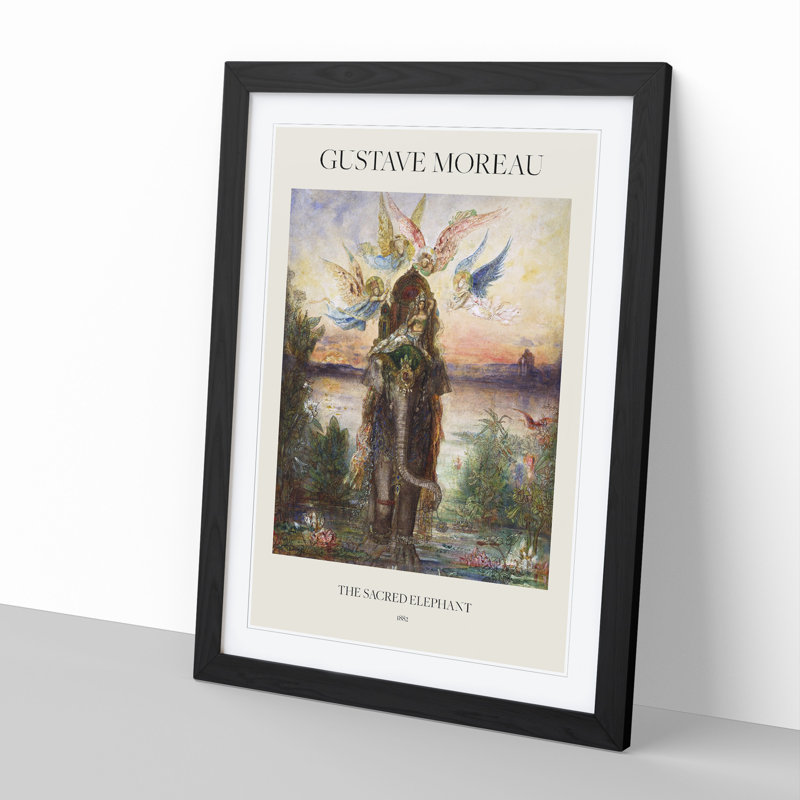 The Sacred Elephant by Gustave Moreau - Picture Frame Painting, 65cm H x 48cm W x 2cm D, Black Framed