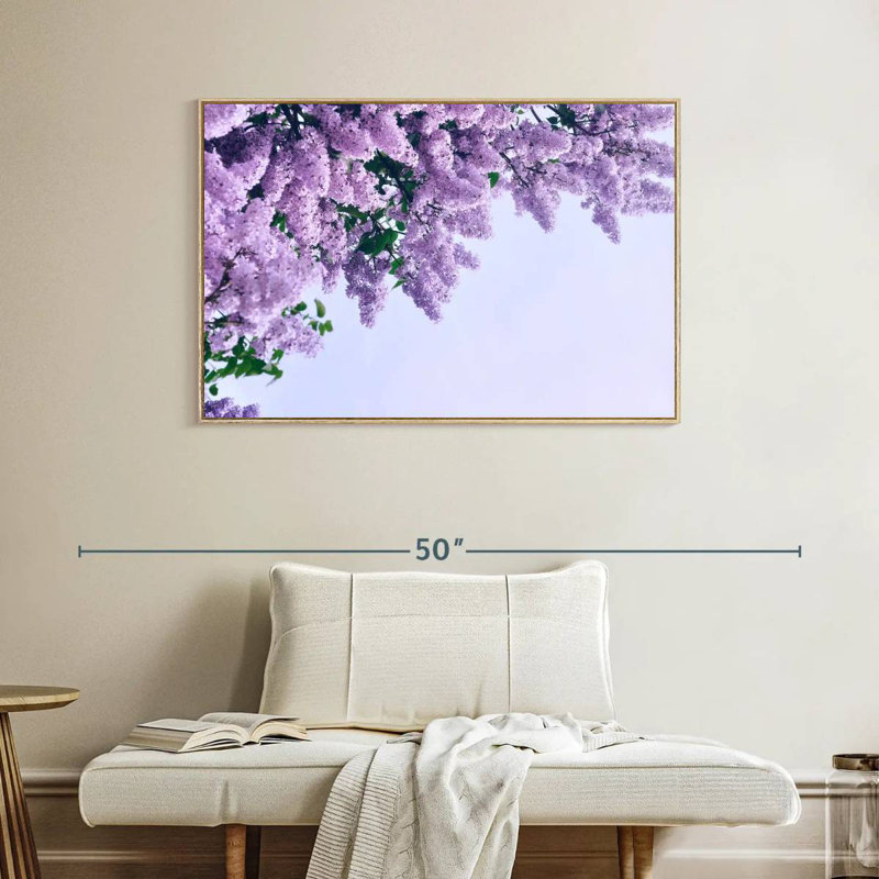 Délicats lilas mauves, Cadre flottant en bois naturel, 40 po x 27 po