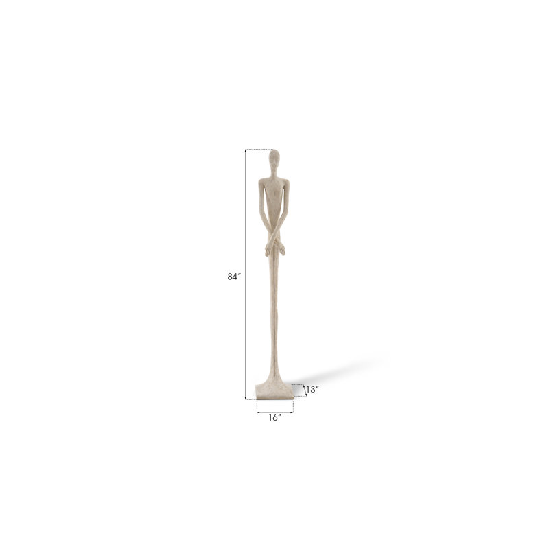 Lloyd Skinny Male Statue, 84" H x 16" W x 13" D, White