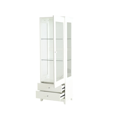 Display Case With Single Padded Glass Door And 5 Color Adjustable Led Ceiling Lights For Living Room, Home, Bar, Studio Or Work Area