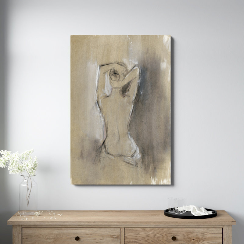 «Contemporary Draped Figure I» par Ethan Harper, reproduction d'art sur toile tendue, H 48 po x l 32 po, Argent argent