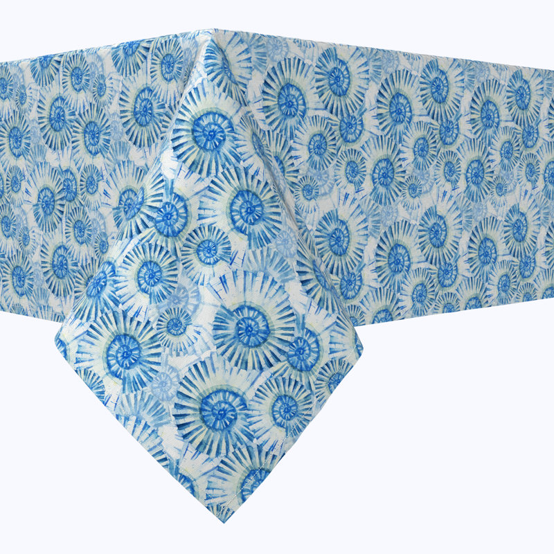 Rectangular Tablecloth, 100% Cotton, 52X104", Coastal Watercolor Shells, 84" L x 52" W