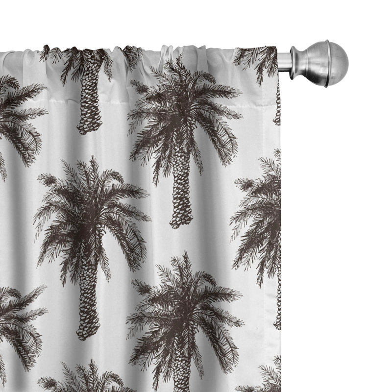 Palm Tree Semi-Sheer Rod Pocket Sliding Panel, 28" x 63"