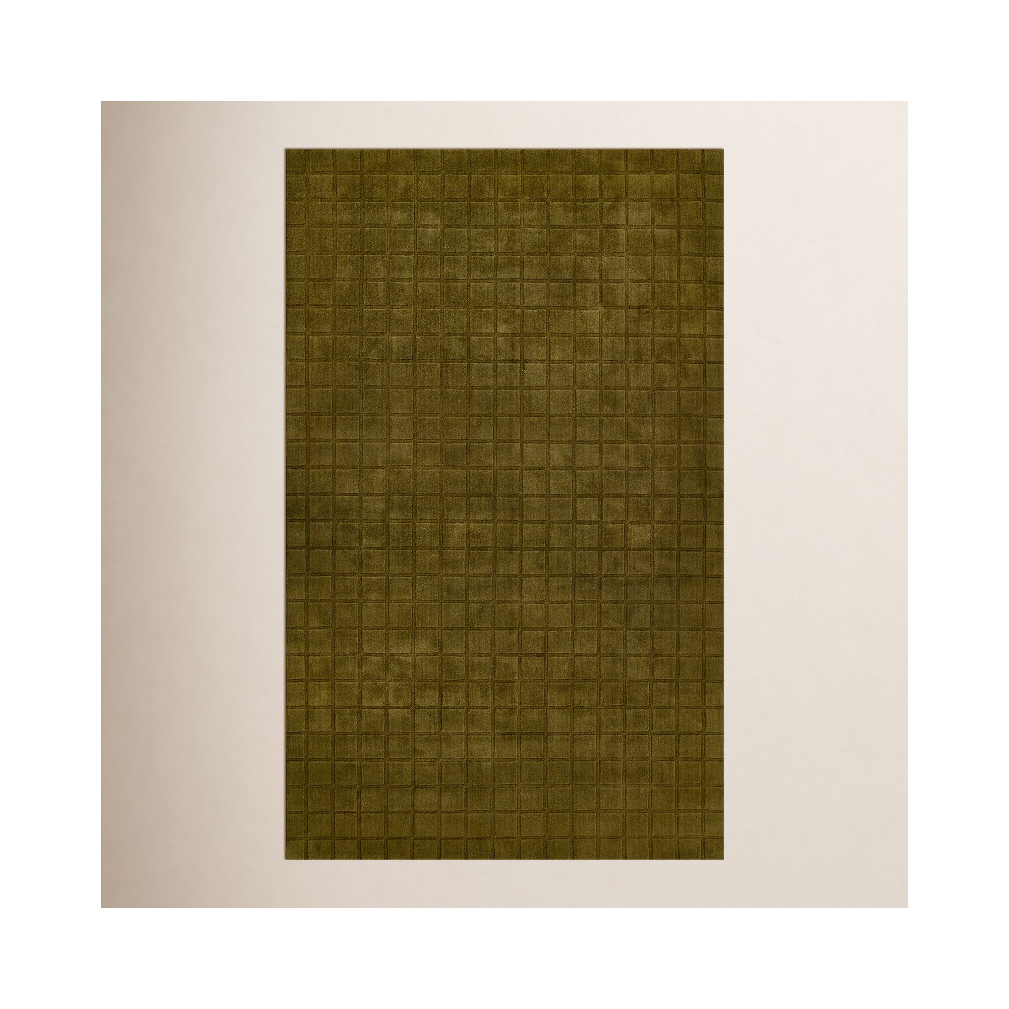 AllModern Contour Hand Loomed Wool Geometric Green Area Rug, Rectangle 9' x 12'