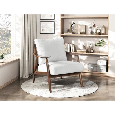 Siège d'appoint beige avec structure en bois massif et siège moderne rembourré, largeur du siège 24 po, profondeur 20 po