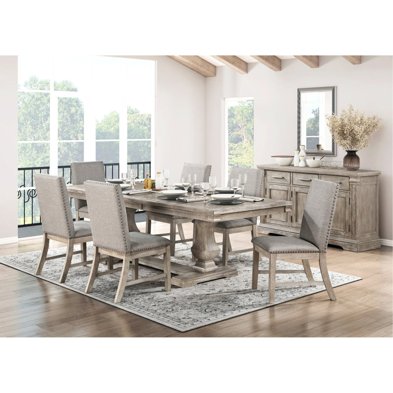 Table de salle à manger rectangulaire avec rallonge gris brunâtre 4, Gris