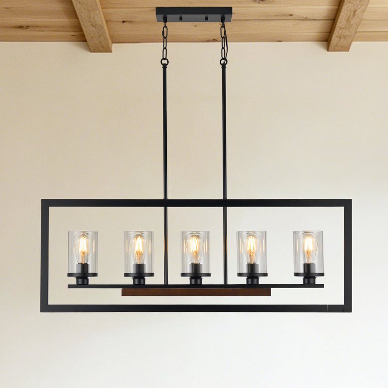 5-Light Wood Kitchen Island Lighting