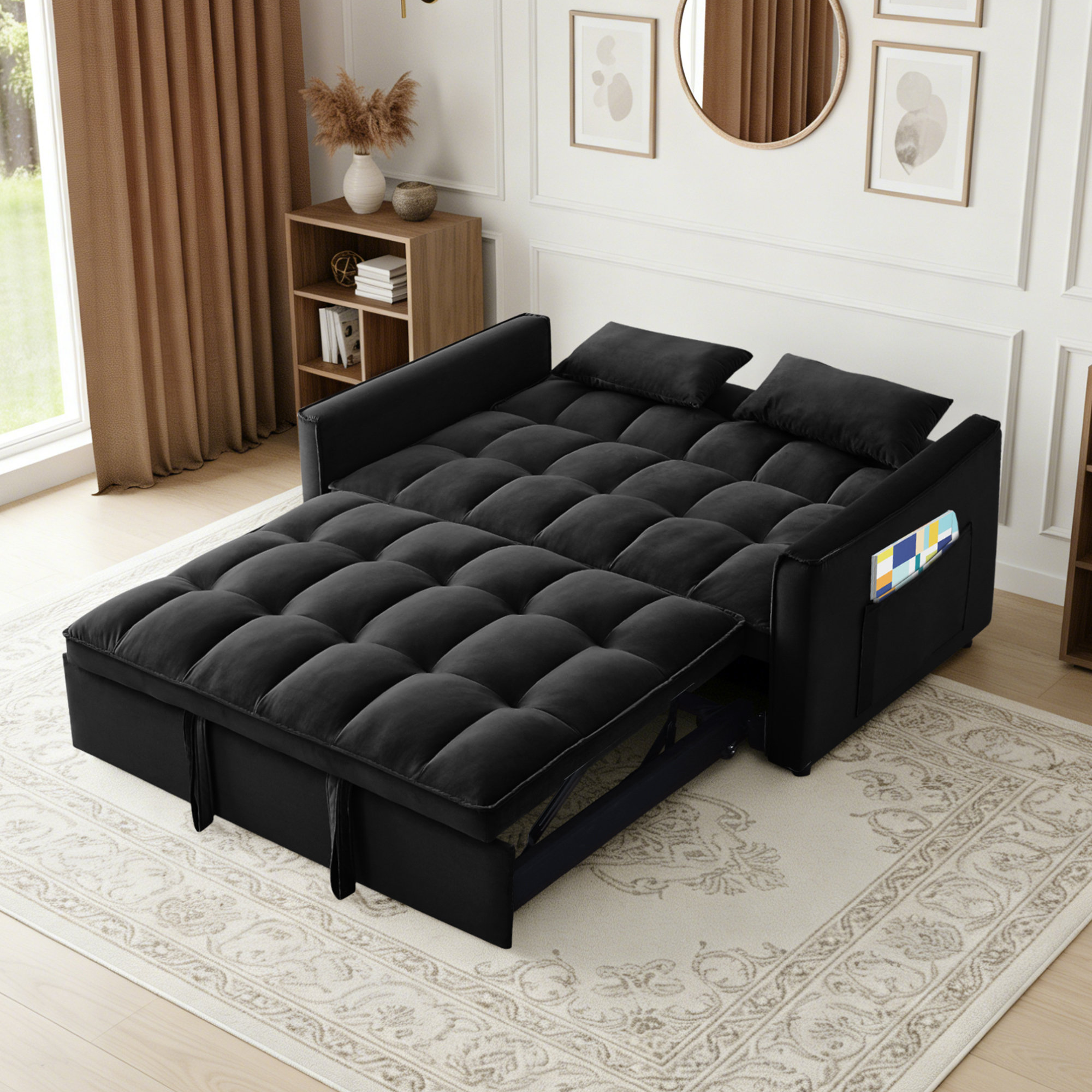 Latitude Run® 3 in 1 Convertible Sofa Bed, Pull Out Couch with ...