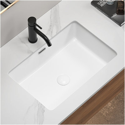 Lavabo de salle de bain rectangulaire encastré - lavabo vasque de salle de bain de 22 * 15 pouces, lavabo de salle de bain encastré rectangulaire, lavabo en céramique blanc avec trop-plein