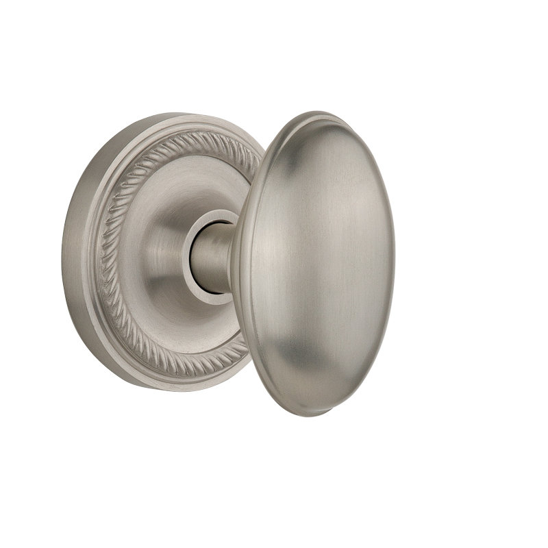 Rope Rosette with Homestead Door Knob, Satin Nickel