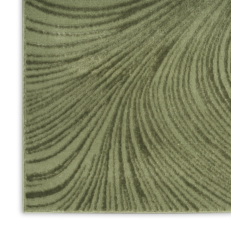 Central Park West Power Loom Polyester Abstract Area Rug in Ivory/Cream, Rectangle 3'11" x 5'11", Green