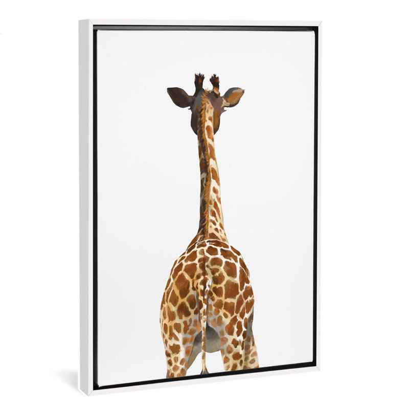 Art girafe bout à bout, H 60 po x l 40po x P 1,5 po, Toile blanche encadrée