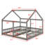 Lit plateforme simple, lit double, deux lits partagés, lit double en bois en forme de maison avec toit et garantie, facile à installer-1286705835