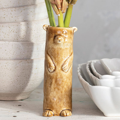 Vase en grès avec glacis réactif craquelé