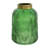 Dsy Floral Vase With Gold Rim, Embossed Fern Leaf, Green Glass 8 Inch-123079039