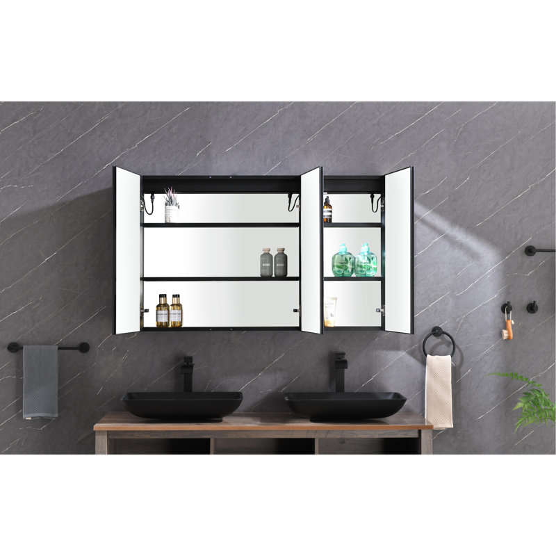 Armoire à pharmacie à miroir 48 "X30" avec lumières, gradateur, désembueur, horloge, affichage de la température et USB