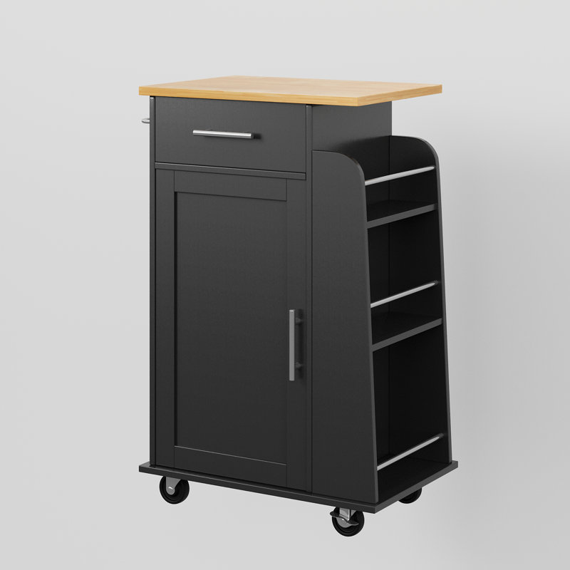 Mindert Manufactured Wood Kitchen Cart, Black