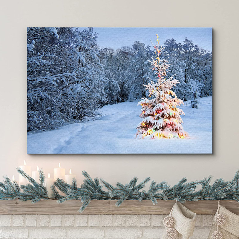 Christmas Holiday Celebration Graphic Art, 12" H x 18" W, Wrapped Canvas