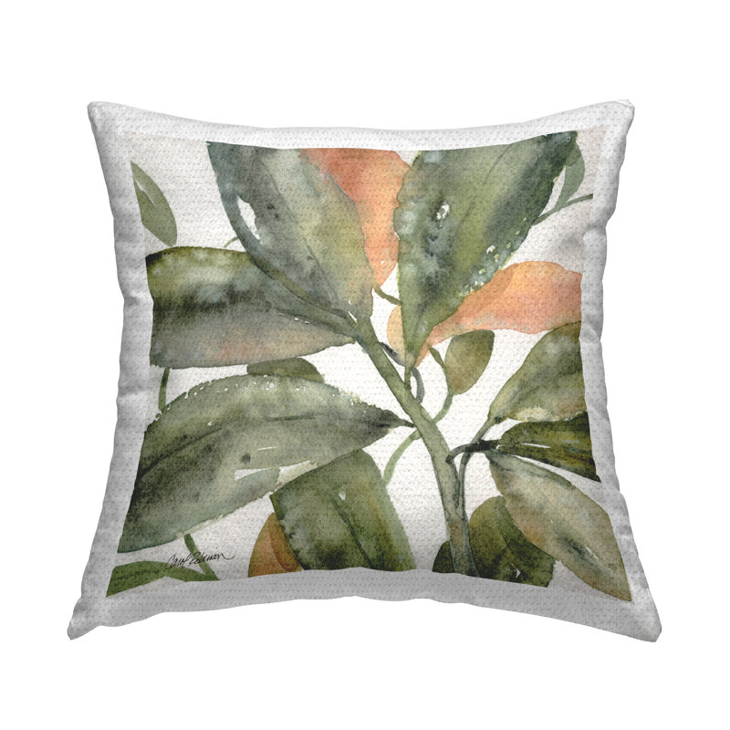 Coussin d'extérieur imprimé "Leaves with Orange" par Carol Robinson
