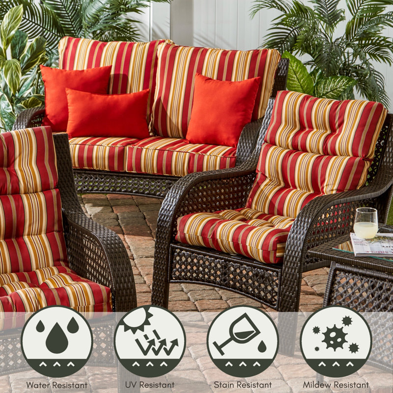 Lester Outdoor High Back Chair Cushion, Roma Stripe, 2