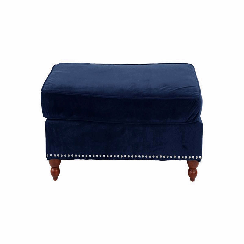 Repose-pieds en velours bleu indigo