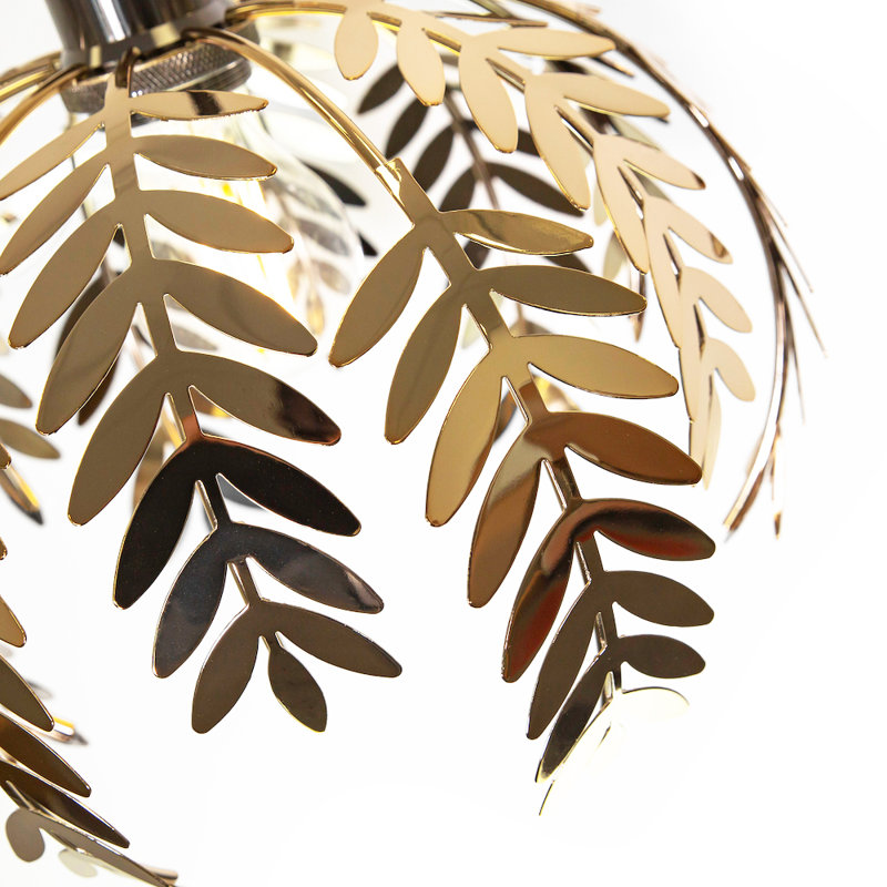 Traditional Fern Leaf Design Ceiling Pendant Light Shade in Shiny Finish, Gold