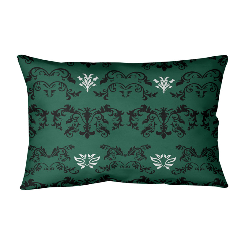 Housse de coussin Football Baroque, Coton sergé, Noir furtif / vert Gotham / blanc